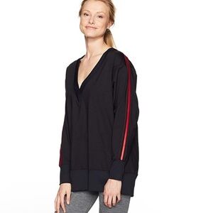 Koral by Ilana Kusel Deep V Pullover Black & Scarlett